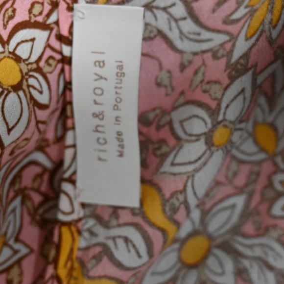 Rich & Royal Yellow and Pink Print Midi Summer Dress | Size 42 - Picture 11 of 11